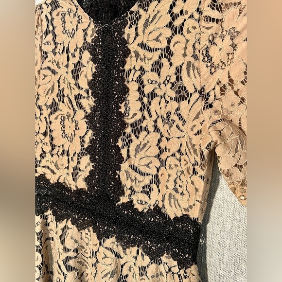 COEUR de VAGUE Tan and black lace midi dress size S. - Picture 3 of 15
